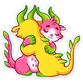 ☺ animale, drago, abbraccio, carino, cartone animato, amicizia telegram sticker
