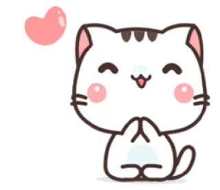 👏 mèo, dễ thương, kawaii, trái tim, động vật, nhãn dán whatsapp sticker