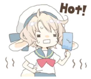 🌬 Hot! caliente, verano, helado, anime, dibujos animados, lindo whatsapp sticker