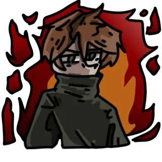 👺 dibujos animados, personaje, fuego, retrato, dibujo whatsapp sticker