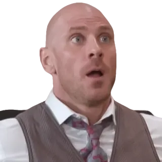 😧 Johnny Sins 男, ハゲ, びっくり, ベスト, ネクタイ telegram sticker