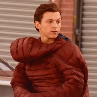 😐 Tom Holland Tom Holland, acteur, célébrité, veste rouge telegram sticker