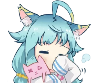 🥱 Anime, Kattenoortjes, Schattig, Slaperig, Cartoon telegram sticker