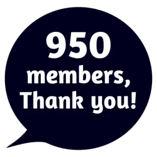 😵 950 members, Thank you! membros, obrigado, comunidade, celebração, conquista, marco telegram sticker