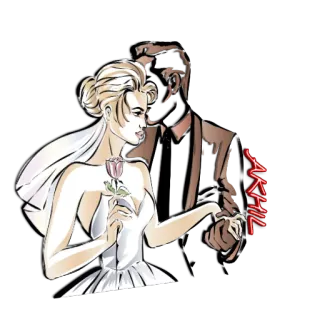 😻 AKHIL mariage, mariée, marié, rose, amour, couple telegram sticker