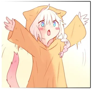 😄 Аниме, Милый, Кот, Каваий, Иллюстрация, Манга telegram sticker