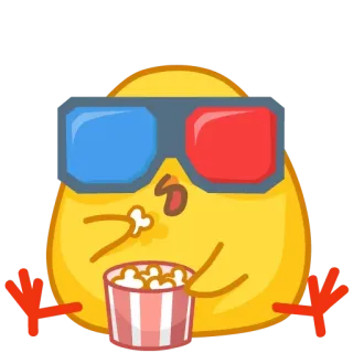 🍟 sticker, vogel, brille, popcorn, film whatsapp sticker