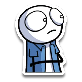 😕 monigote, dibujo animado, personaje, blanco, azul, camiseta whatsapp sticker