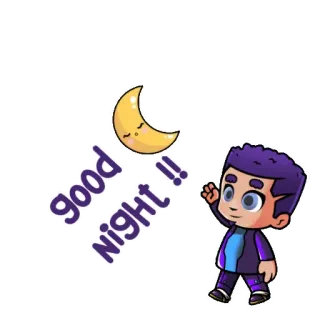 👋 good night !! bonne nuit, lune, sommeil, dessin animé, salutation, nuit whatsapp sticker