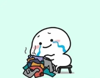 😭 Kartun, Menangis, Emosi, Sedih, Tumpukan baju whatsapp sticker