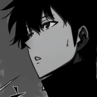⚓️ anime, manga, character, portrait, monochrome, illustration telegram sticker