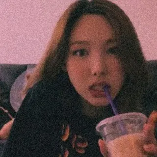 🥺 woman, girl, beverage, drink, person, portrait, kpop telegram sticker