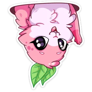 🙃 animal, dessin animé, mignon, kawaii, autocollant, rose, poilu telegram sticker