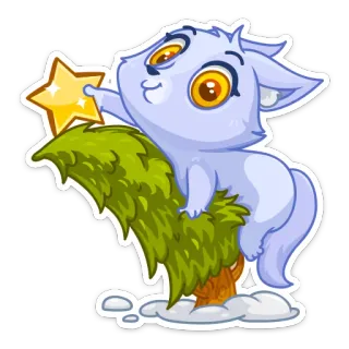 ⭐️ kot, słodki, gwiazda, zwierzę, drzewo, kotek telegram sticker