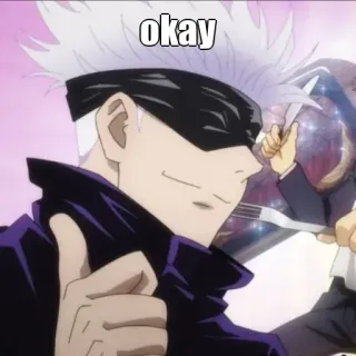 🙂 Gojo Satoru Jujutsu Kaisen okay Gojo, Okay, Anime, Kciuk w górę, Akceptacja, Jujutsu Kaisen telegram sticker
