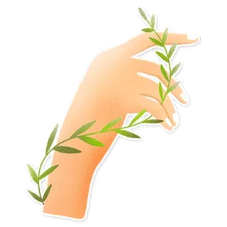 🤚 มือ, ใบไม้, พืช, กิ่งไม้, ธรรมชาติ, ท่าทาง telegram sticker
