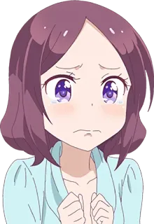 😢 Anime, Triste, Llorando, Mujer, Dibujos animados, Pelo morado, Lágrimas telegram sticker