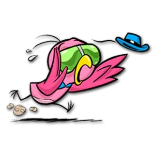🎩 sticker, cartoon, flamingo rosa, wasserpistole, hut telegram sticker