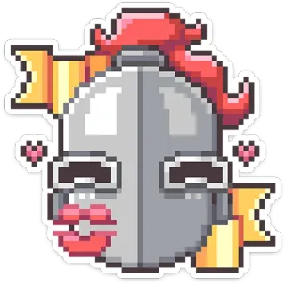 ⭐ knight, helmet, pixel art, armor, hearts, kiss telegram sticker