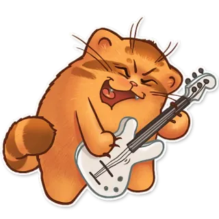 🙃 cat, guitar, music, cute, animal whatsapp sticker