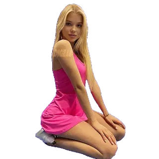 😕 donna, vestito, bionda, posa, seduta telegram sticker