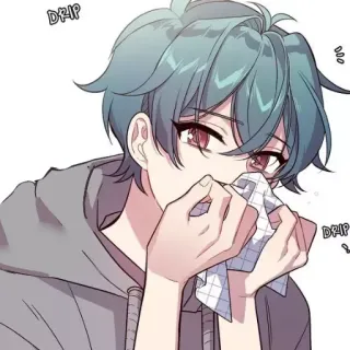 🍭 DRIP anime, boy, crying, sad, tissue whatsapp sticker