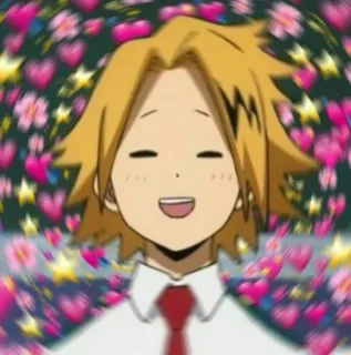 🥕 Denki Kaminari My Hero Academia Anime, My Hero Academia, Denki Kaminari, Mignon, Coeurs, Fan art telegram sticker