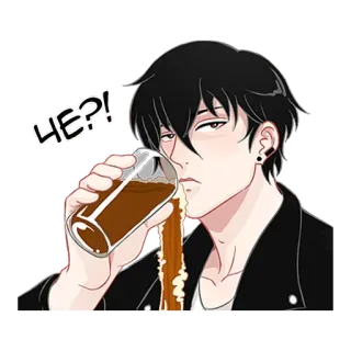 😐 НЕ?! mężczyzna, picie, rosyjski, kreskówka, casual whatsapp sticker