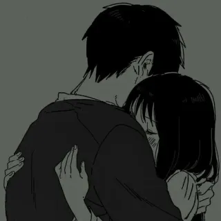 🖤 abbraccio, coppia, affetto, amore, anime, manga, emozioni telegram sticker