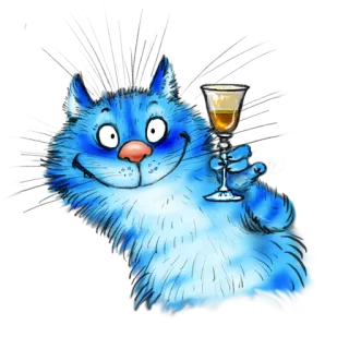 🥂 gatto, gatto blu, bere, alcol, calice, cartone animato telegram sticker