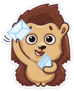 ✉ hedgehog, mail, letter, animal, cartoon telegram sticker