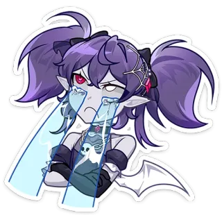 ⭐ 애니메이션, 우는, 여자, 감정적인, 만화, 엘프, 슬픈 telegram sticker