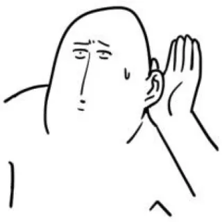 🤨 듣기, 귀, 손, 사람, 만화, 표정 telegram sticker