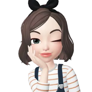 🤤 Cartoon, Mädchen, Avatar, Brünette, Zwinkern, Süß whatsapp sticker