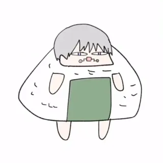 🤌 Onigiri, bola de arroz, comida, personaje, dibujo animado, divertido, meme, mono telegram sticker