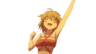 ✊ anime, dziewczyna, radosna, uśmiech, szczęśliwa, kreskówka telegram sticker