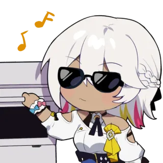 😎 anime, chibi, character, sunglasses, music telegram sticker