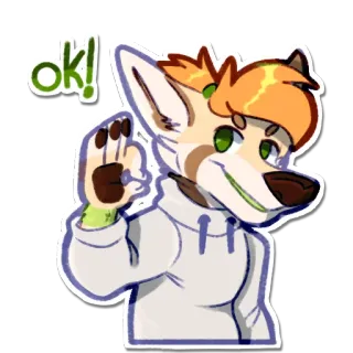 👌 ok! ok, Hund, Anthro, Fellwesen, grün telegram sticker