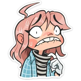 😓 Cartoon, Emotion, Nervös, Schwitzig, Ängstlich, Illustration telegram sticker