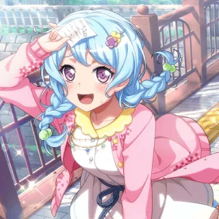😅 Anime, Chica, Lindo, Dibujos animados, Personaje, Rosa, Pelo azul telegram sticker