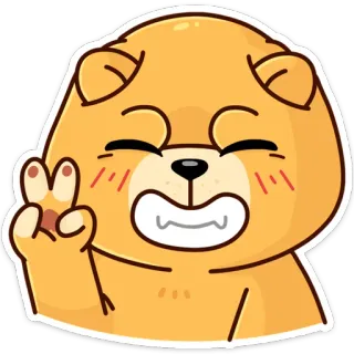 ✌️ urso, desenho animado, paz, emoji, sticker, kawaii telegram sticker
