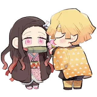 🥰 Nezuko Kamado Demon Slayer Anime, Demon Slayer, Nezuko, Zenitsu, Chibi, Fofo, Desenho animado telegram sticker