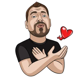 😘 homme, baiser, amour, coeur, dessin animé, salutation telegram sticker