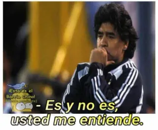 😜 ¡Esto es el
Barrio Chinol
- Es y no es,
usted me entiende. maradona, argentina, soccer, football, chinese neighborhood, spanish, meme whatsapp sticker
