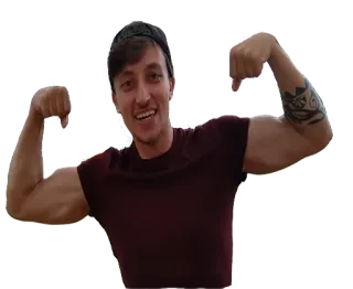 💪 man, muscles, biceps, fitness, posing, person, strength telegram sticker