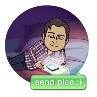 😏 send pics ;) bitmoji, enviar, fotos, pedido, casual telegram sticker