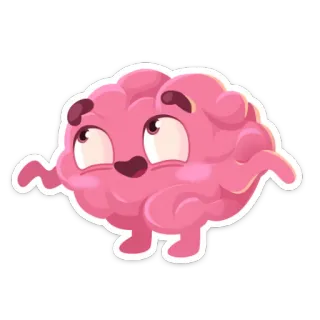 💃 cerveau, mignon, dessin animé, rose, mascotte, drôle whatsapp sticker