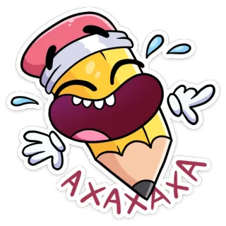 🤣 AXAXAXA pensil, kartun, tertawa, menulis, sekolah, gambar whatsapp sticker