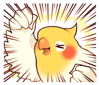 🤗 chim, vẹt mào, hoạt hình, động vật, dễ thương, vàng telegram sticker
