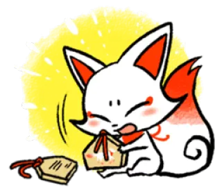 ☺️ raposa, fofo, animal, adesivo, kawaii, omamori whatsapp sticker